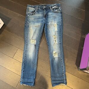 STS Blue- Piper Ankle Skinny jeans with Pearls and Distressing